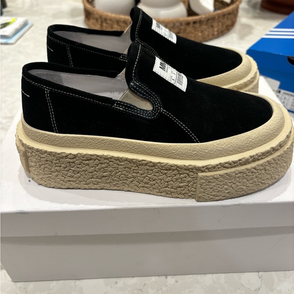 WOMEN'S MM6 MAISON MARGIELA SLIP ON PLATFORM SNEAKERS SIZE 6 BLACK *WORN ONCE* - Picture 7 of 10